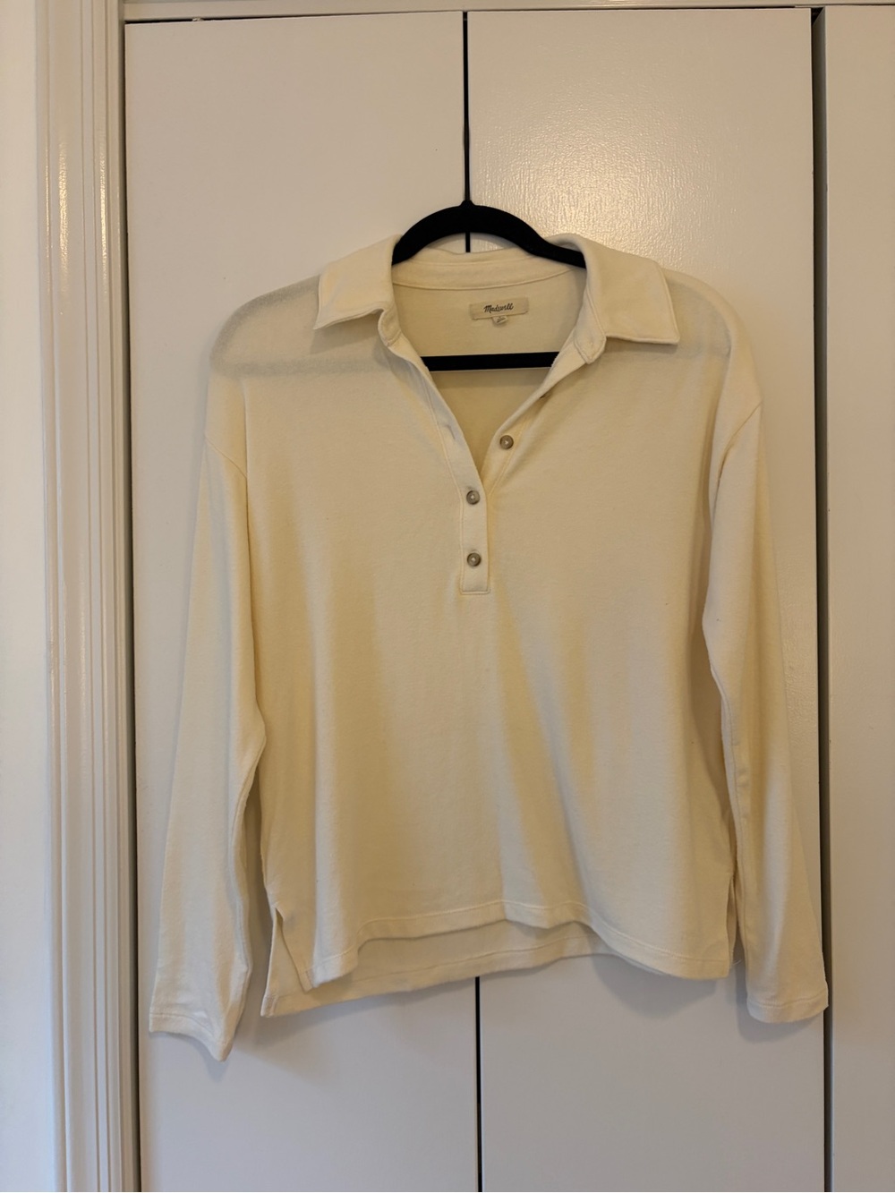Madewell Cream Long Sleeve Polo Sweater Size Small - Picture 2 of 5